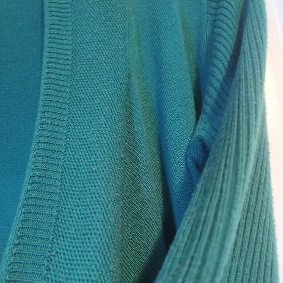 Green Open-Front Waterfall Knit Cardigan - Picture 4 of 4